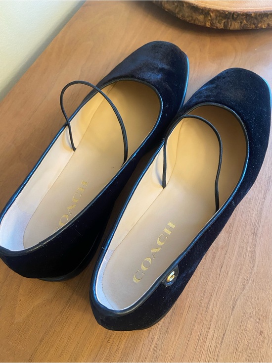 Coach Shoes - Coach Black Velvet Emilia Ballet Flats with Thin Strap